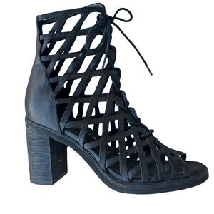 Jeffrey Campbell leather lace up block heel Gladiator sandals 8.5 Greek  Boho